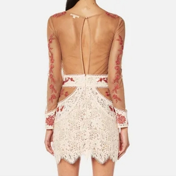 For Love and Lemons Matador tulle lace floral mini dress sexy cocktail event L - Picture 3 of 12